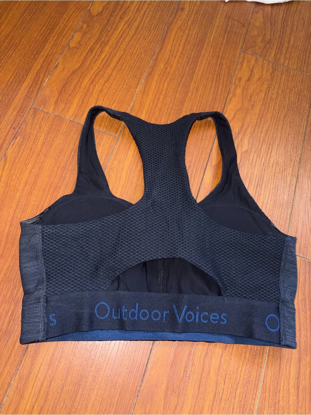 Outdoor Voices Black Mesh Racerback Sports Bra